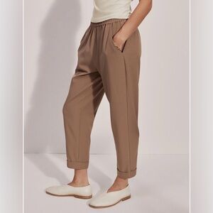 Varley Cropped Elastic-Waist Ankle Pants in Taupe